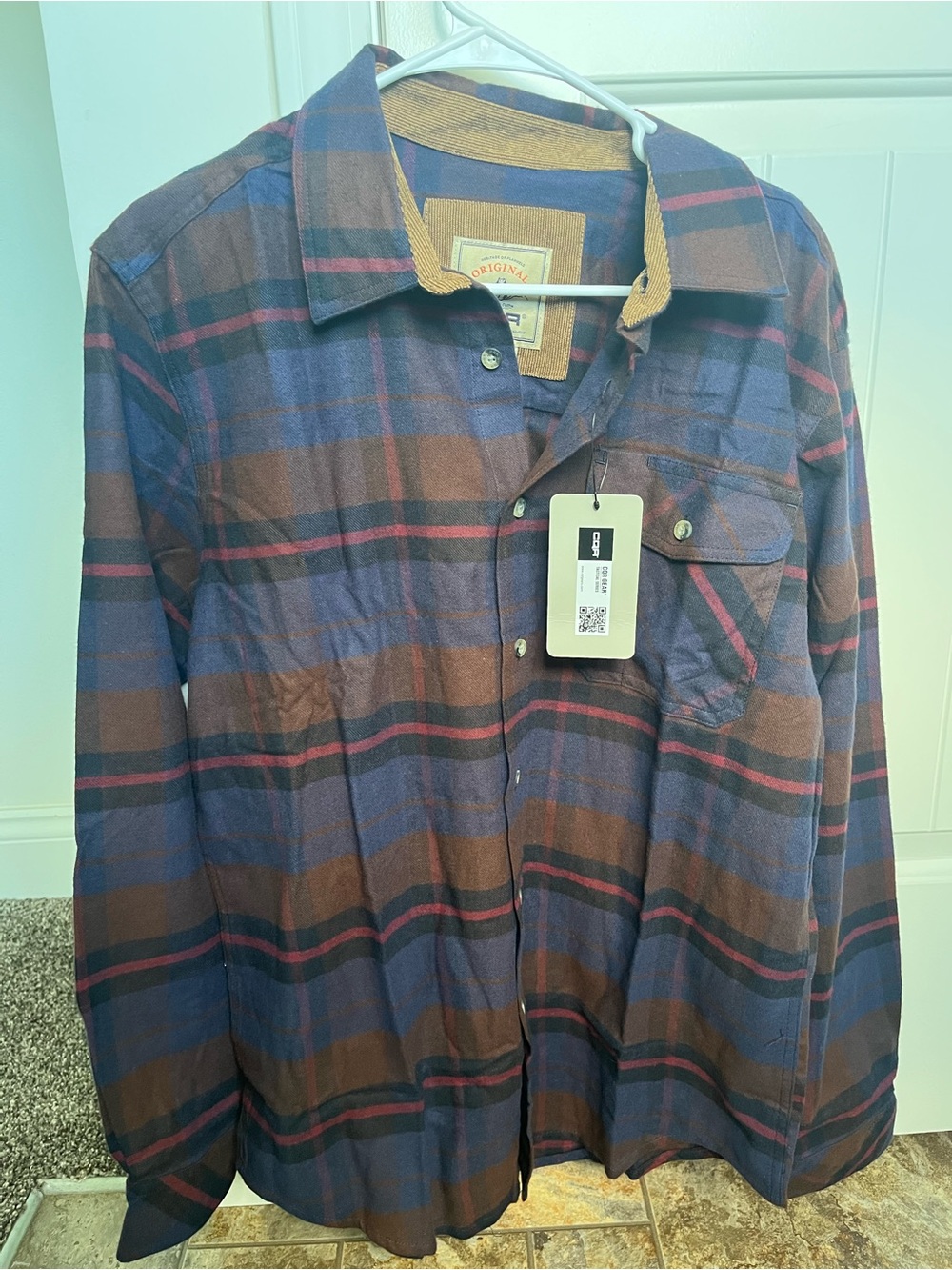 Men's Casual Long-Sleeve Plaid Button-Down Shirt - Blue & Brown